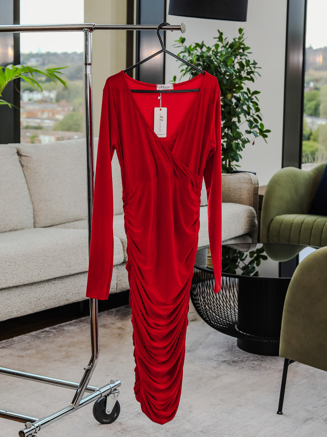 Avinci Red Ruched Maxi Dress | Slim Fit | £12.00