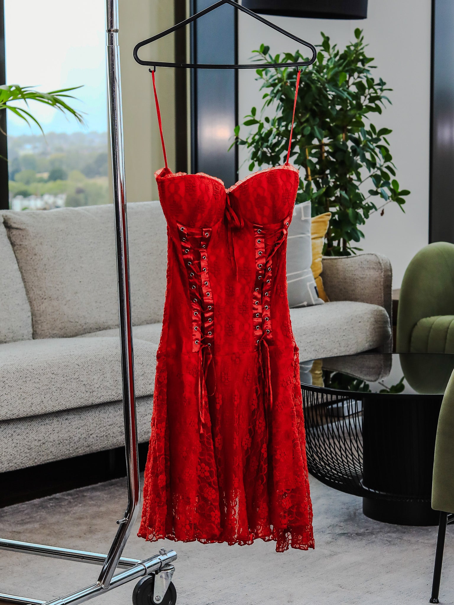 Red Corset Lace Midi Dress – Bold Partywear | £16 | Avinci Morocco