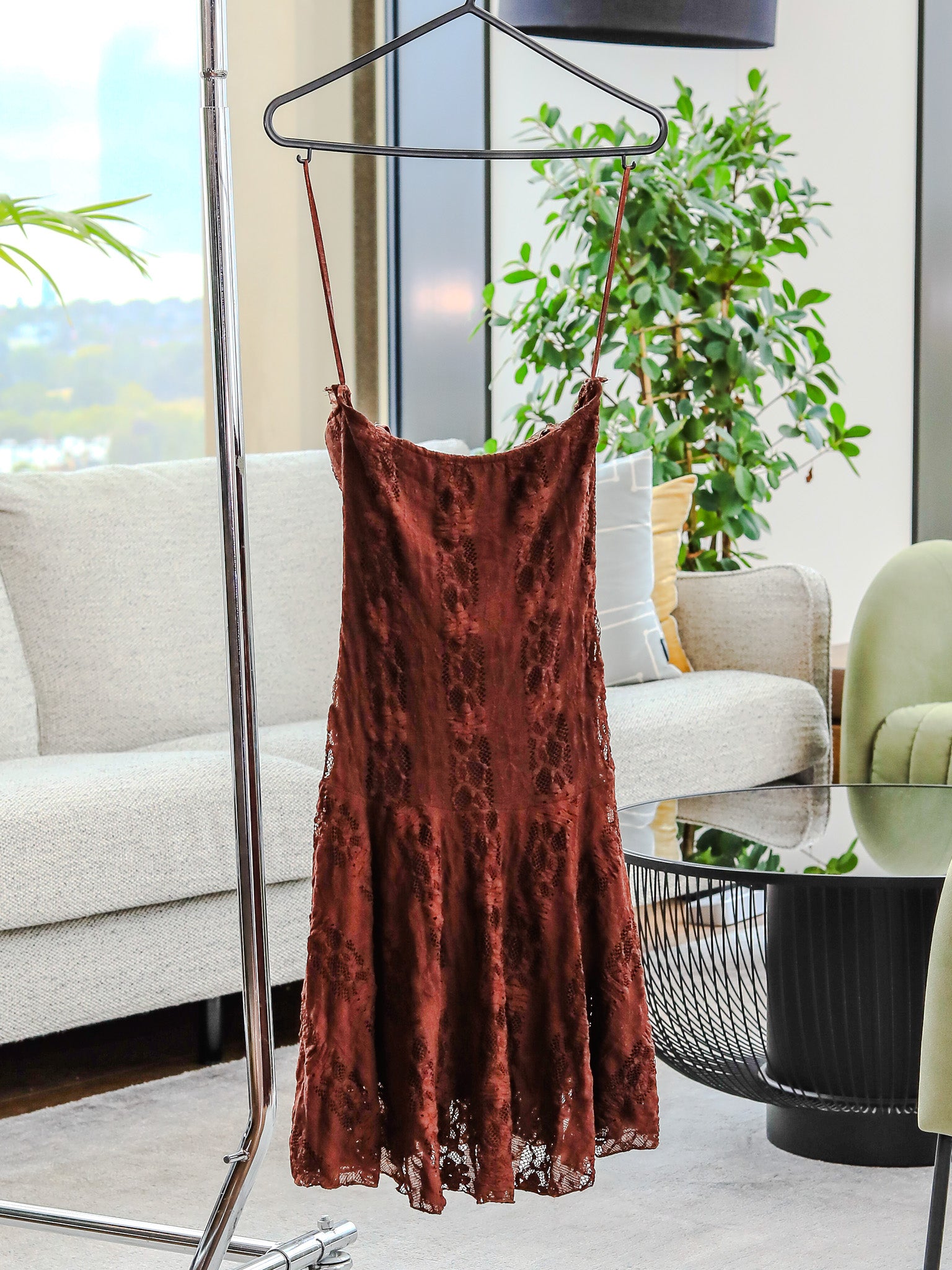 Avinci Brown Lace Corset Mini Dress | Regular Fit | Made in Morocco