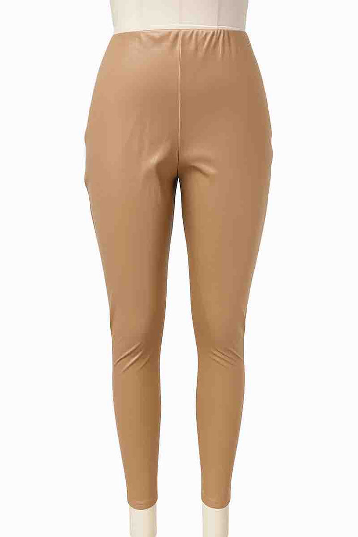 PU Leather-Look Leggings with Elastic Waist
