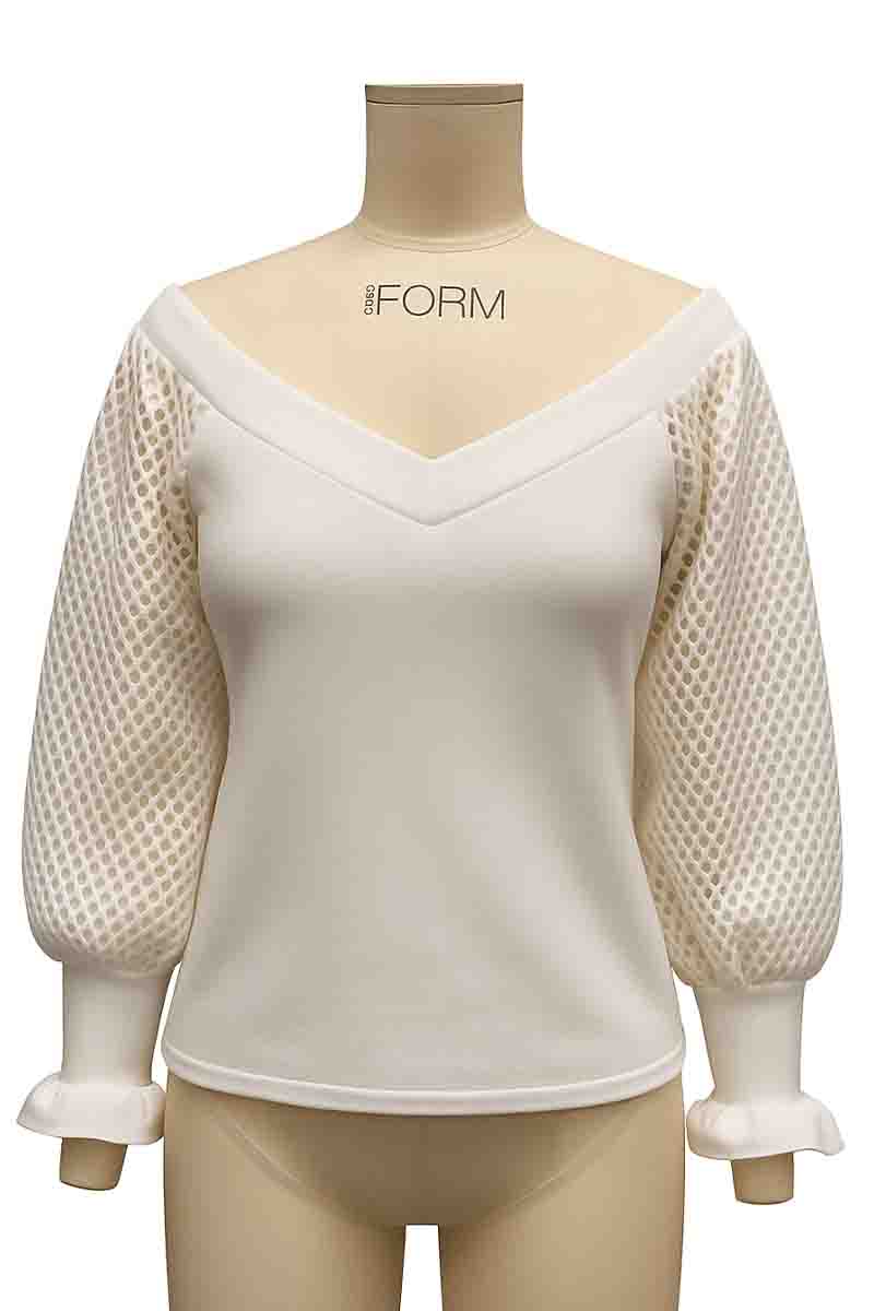 Lattice Sleeve Bardot Knit Top – UK Size 14 Only Last Chance