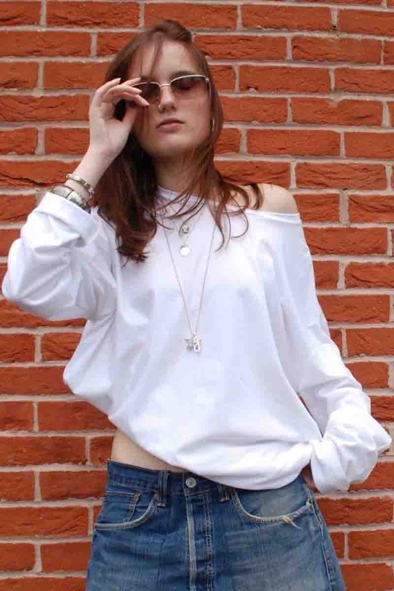White Oversized Long Sleeve T-Shirt – XL