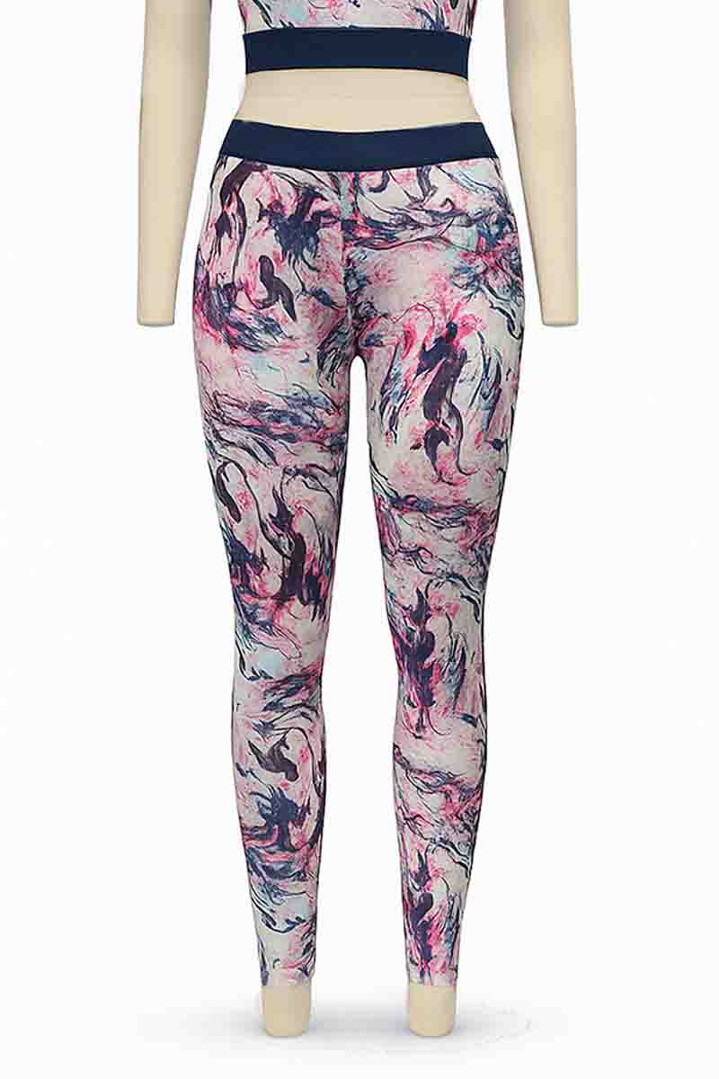Kids’ Pink Print Leggings with Navy Elastic Waistband – Ages 5–13