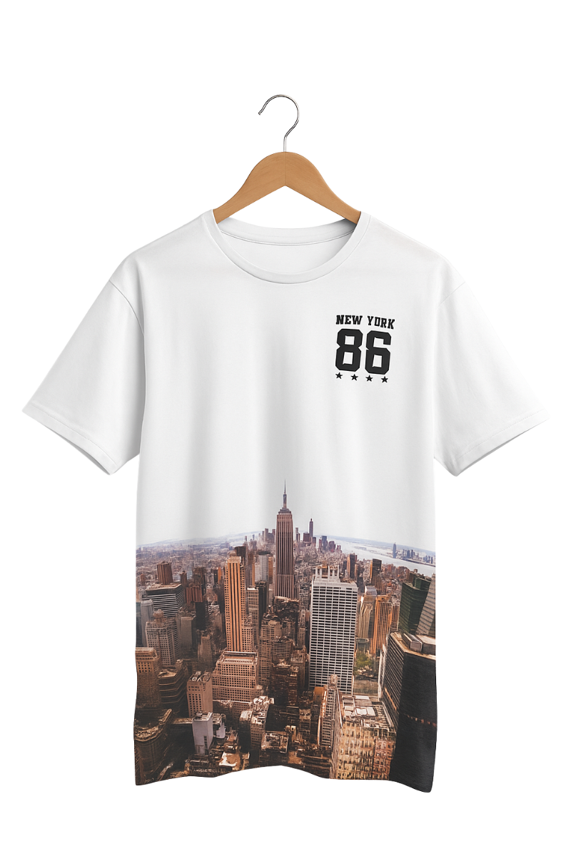 New York 86 Sublimation City Print T-Shirt – White