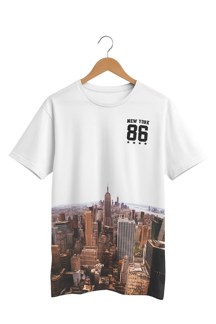 New York 86 Sublimation City Print T-Shirt – White