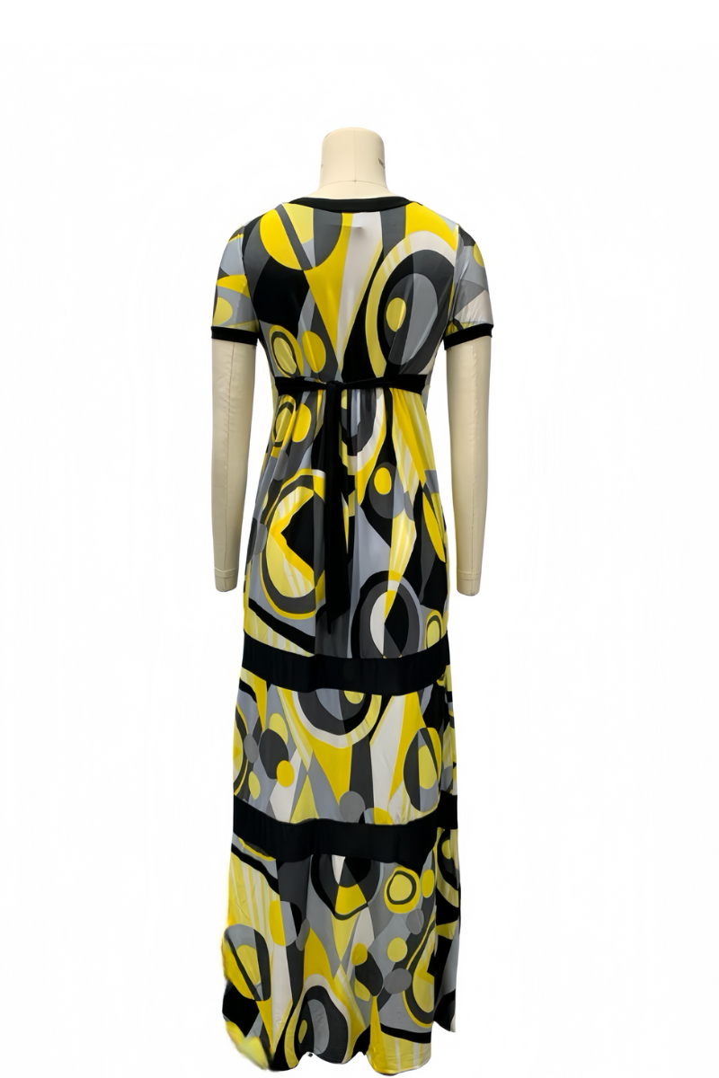 Printed Maxi Dress with Belted Empire Waist