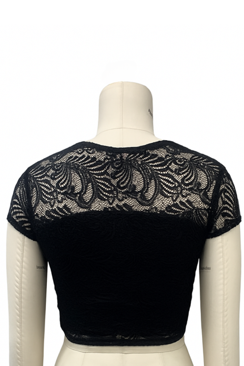 Cropped Lace Top with Lining – Peach or Black