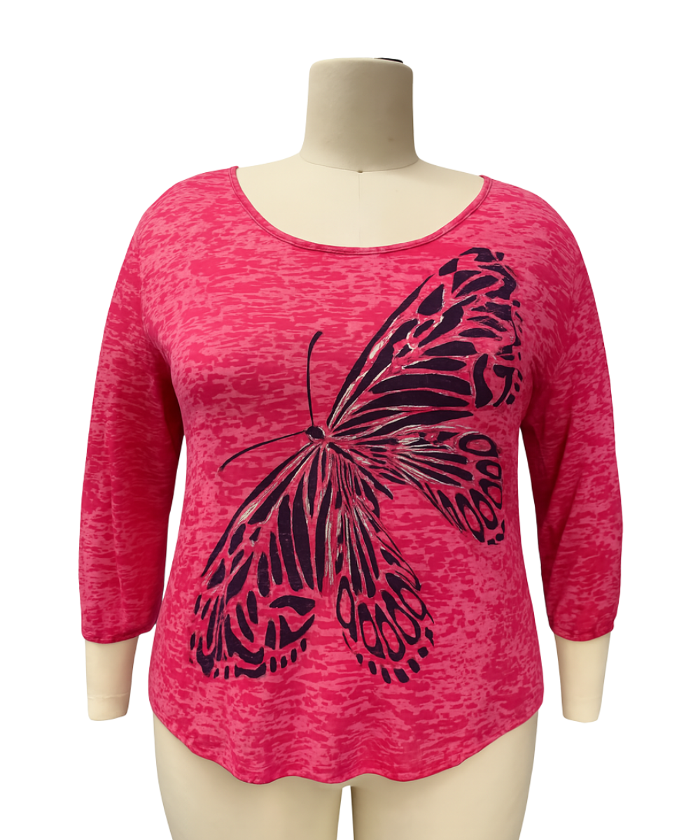 Pink Burnout Butterfly Foil Top