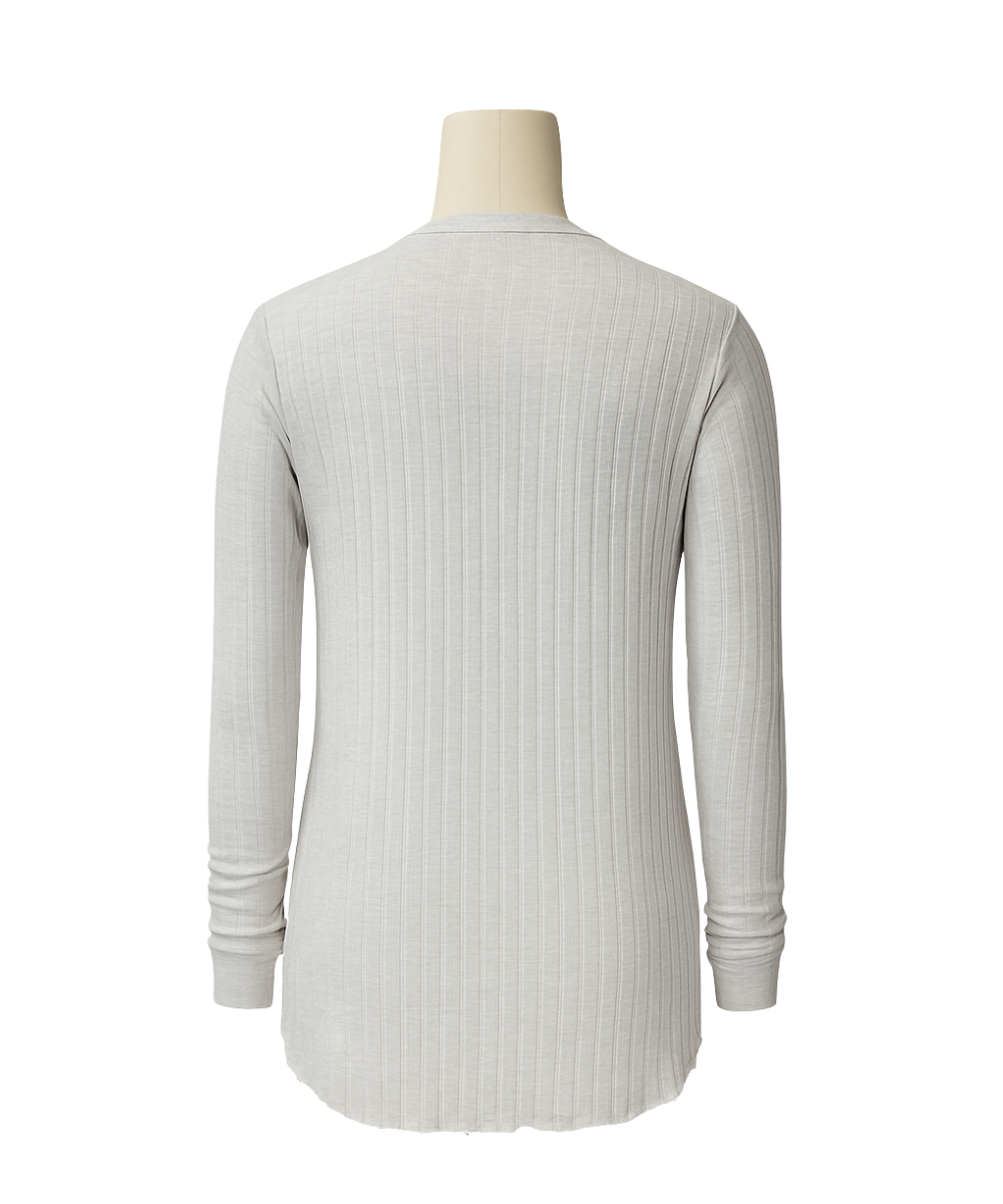 Light Grey Lightweight Ribbed Knit Top