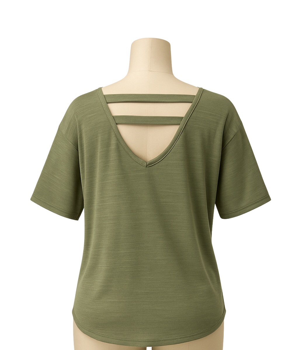 Khaki Green V-Neck Slouch Top