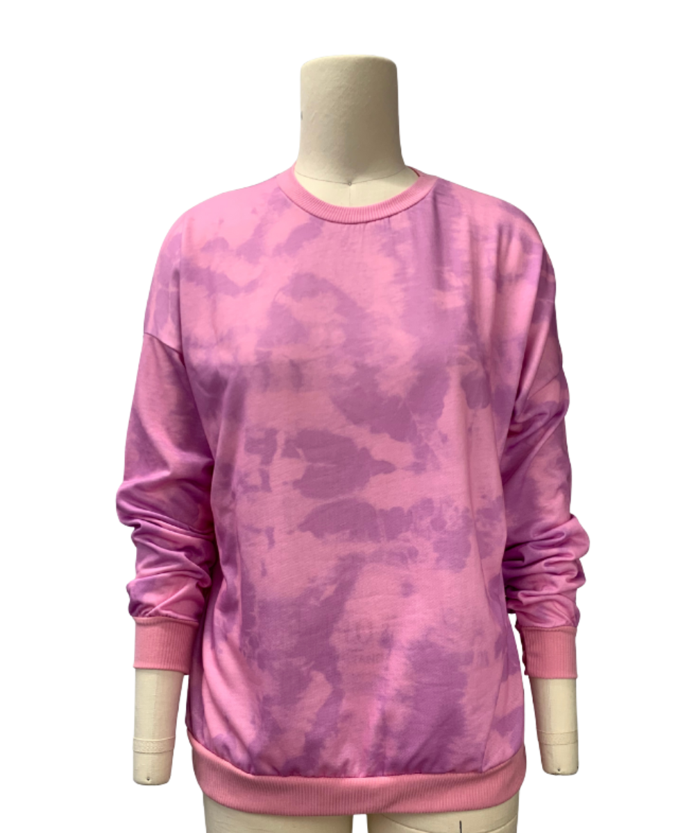 Pink & Purple Marble Print Slouch Sweatshirt