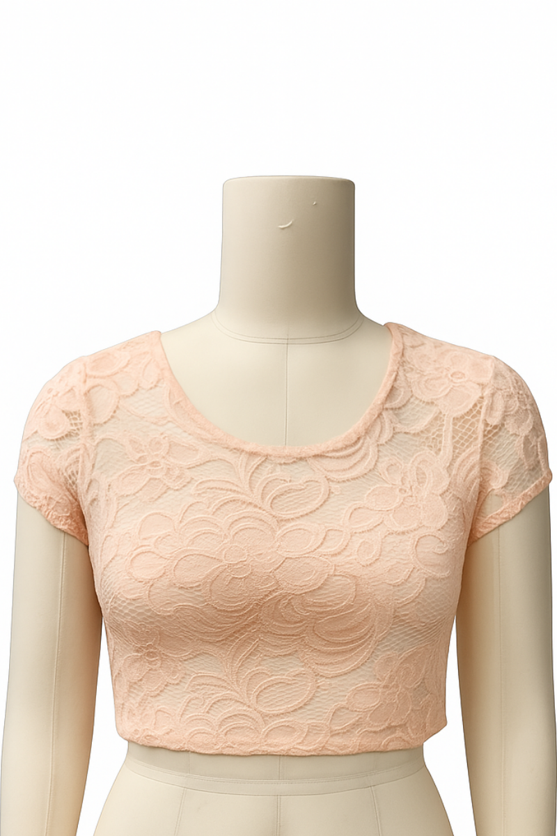 Cropped Lace Top with Lining – Peach or Black