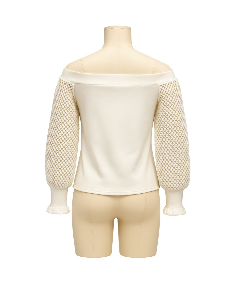 Lattice Sleeve Bardot Knit Top – UK Size 14 Only Last Chance